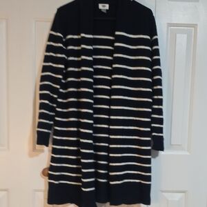 Old Navy Navy and White Striped Women's Cardigan